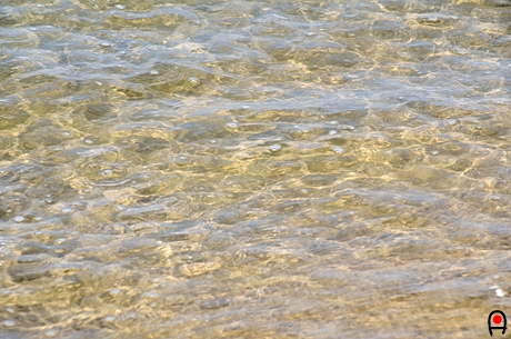千里浜の透明度の高い浅瀬の写真