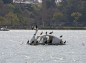 湖内のスワンボート改に留まっている川鵜の写真