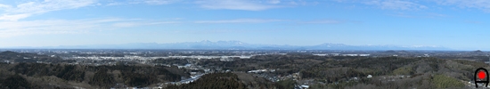 降雪後の益子の森展望塔からの眺めの写真