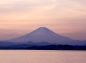 江の島から夕日の富士山の写真