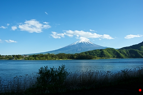 河口湖から見た富士山の写真